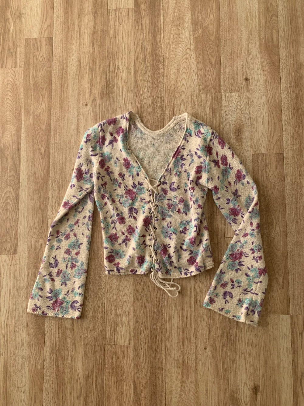 Super cute and feminine floral knit sweater